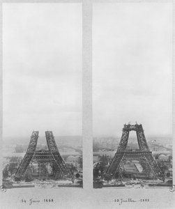 1888年6月14日と7月10日のパリ、エッフェル塔の建設の2つのビュー 作： French Photographer